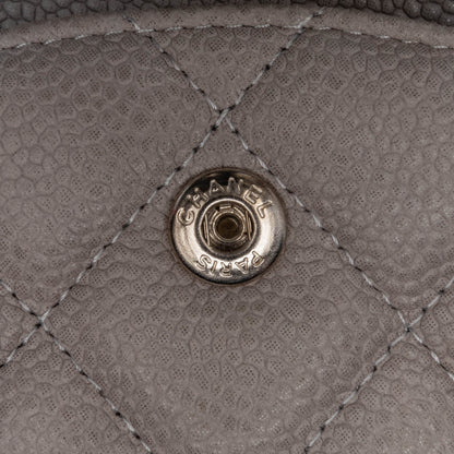 Gray Chanel Jumbo Classic Caviar Double Flap Shoulder Bag