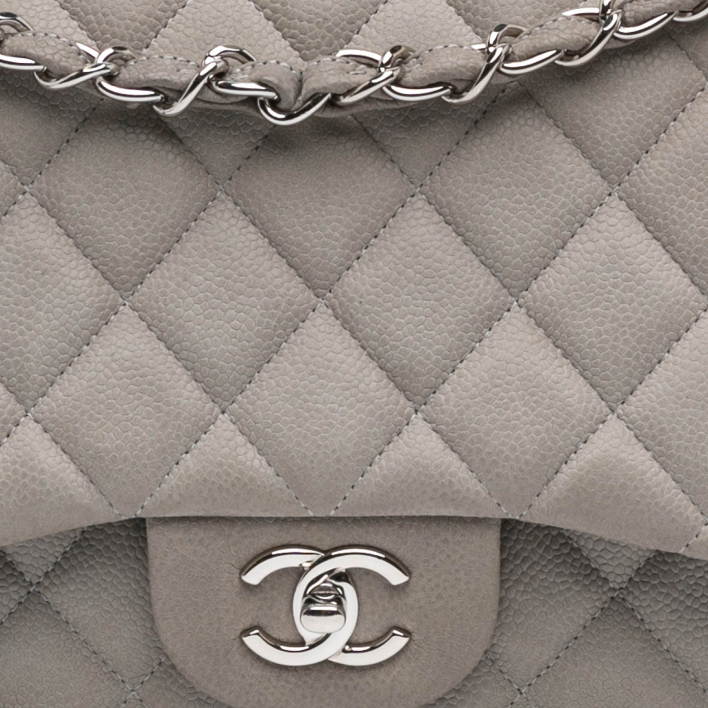 Gray Chanel Jumbo Classic Caviar Double Flap Shoulder Bag