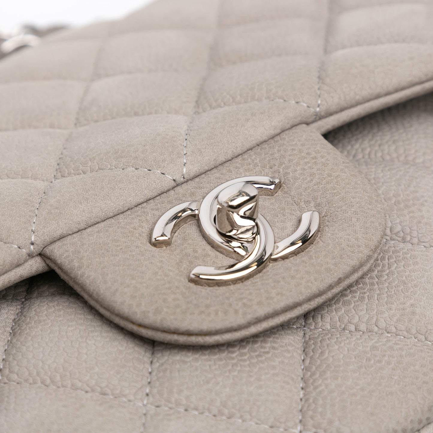 Gray Chanel Jumbo Classic Caviar Double Flap Shoulder Bag