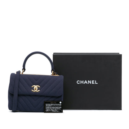 Blue Chanel Small Chevron Jersey Trendy CC Flap Satchel
