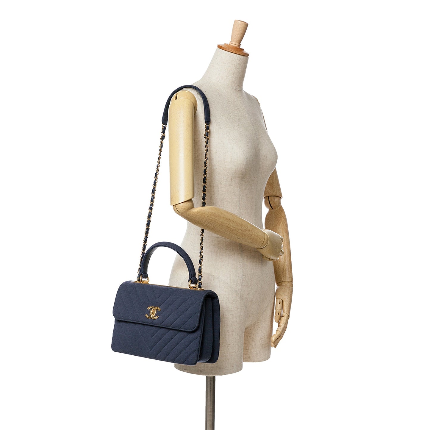Blue Chanel Small Chevron Jersey Trendy CC Flap Satchel