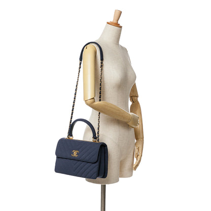 Blue Chanel Small Chevron Jersey Trendy CC Flap Satchel