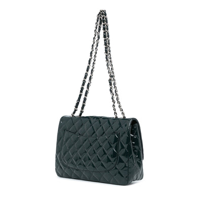Blue Chanel Jumbo Classic Patent Double Flap Shoulder Bag