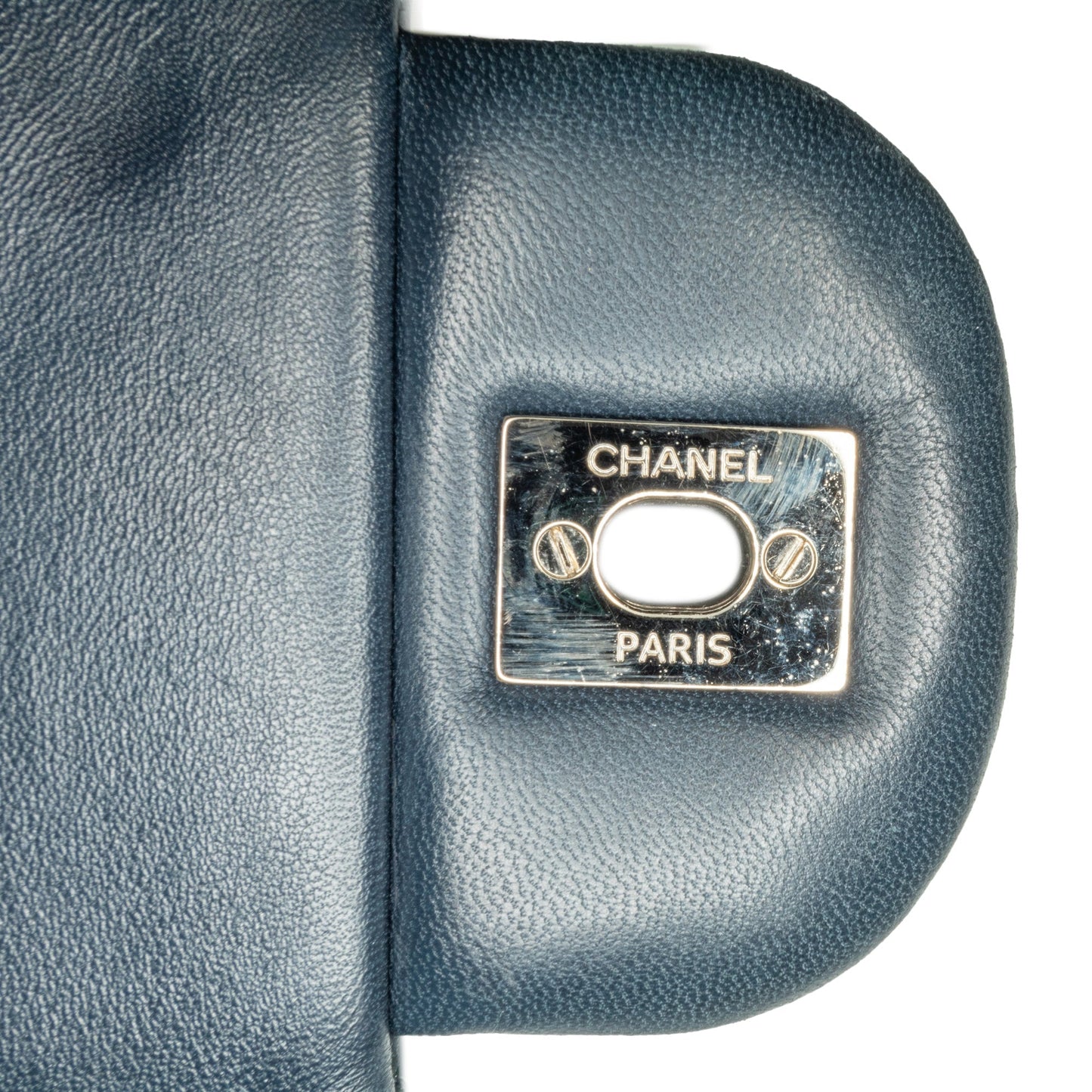 Blue Chanel Jumbo Classic Patent Double Flap Shoulder Bag