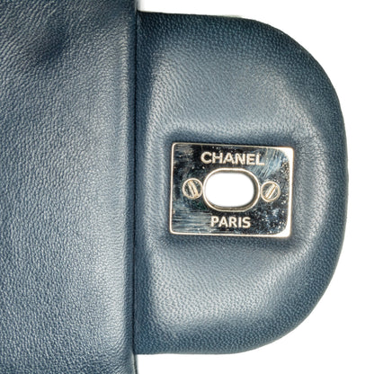 Blue Chanel Jumbo Classic Patent Double Flap Shoulder Bag