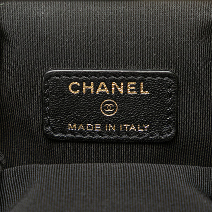 Black Chanel Small CC Quilted Lambskin Kisslock Frame Clutch Crossbody Bag