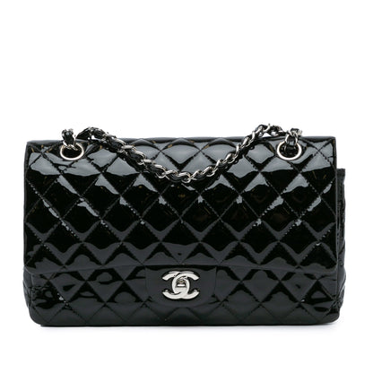 Black Chanel Medium Classic Patent Double Flap Shoulder Bag