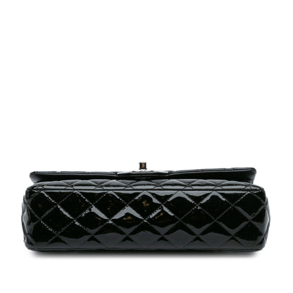 Black Chanel Medium Classic Patent Double Flap Shoulder Bag