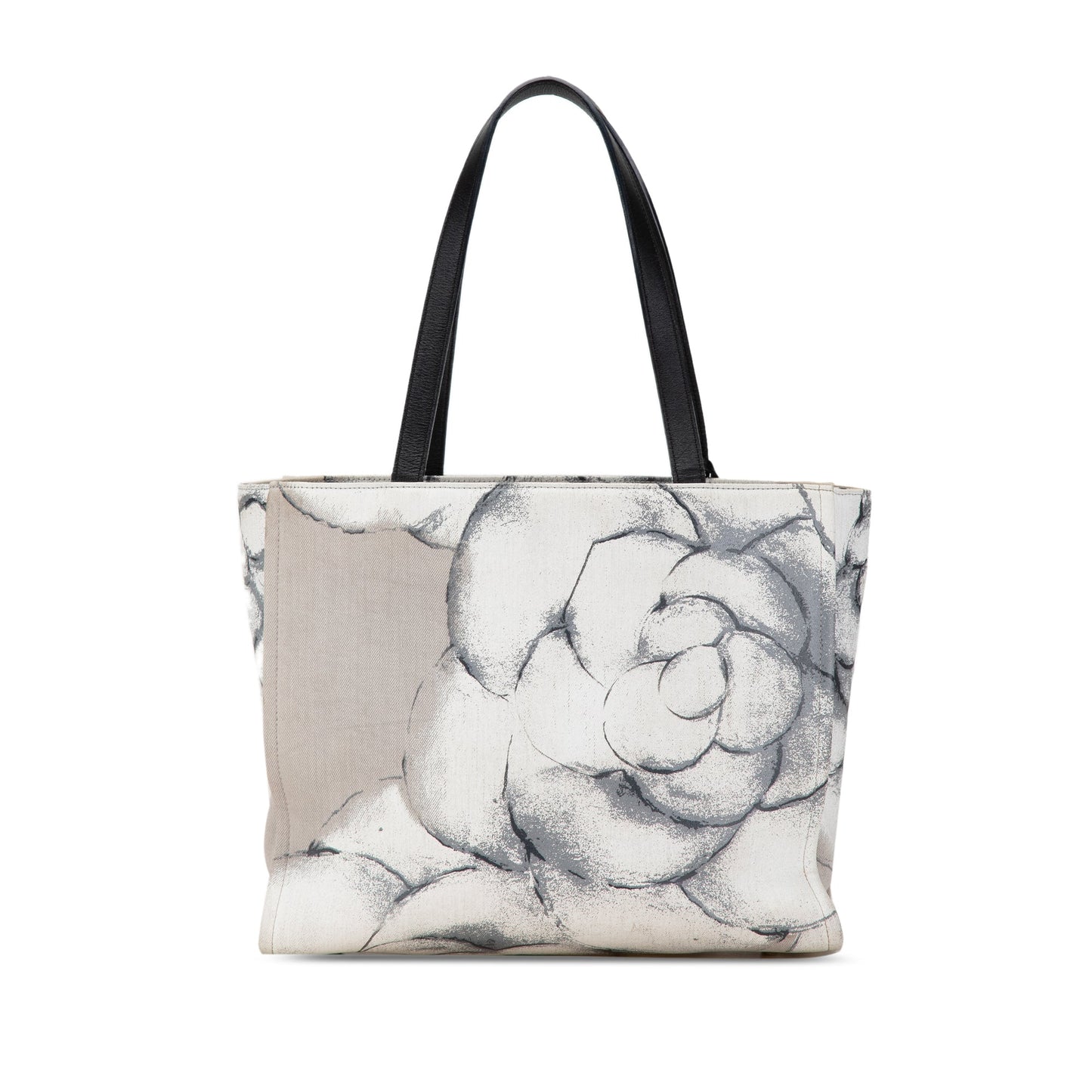 Gray Chanel Camellia Printed Canvas Shopper Tote