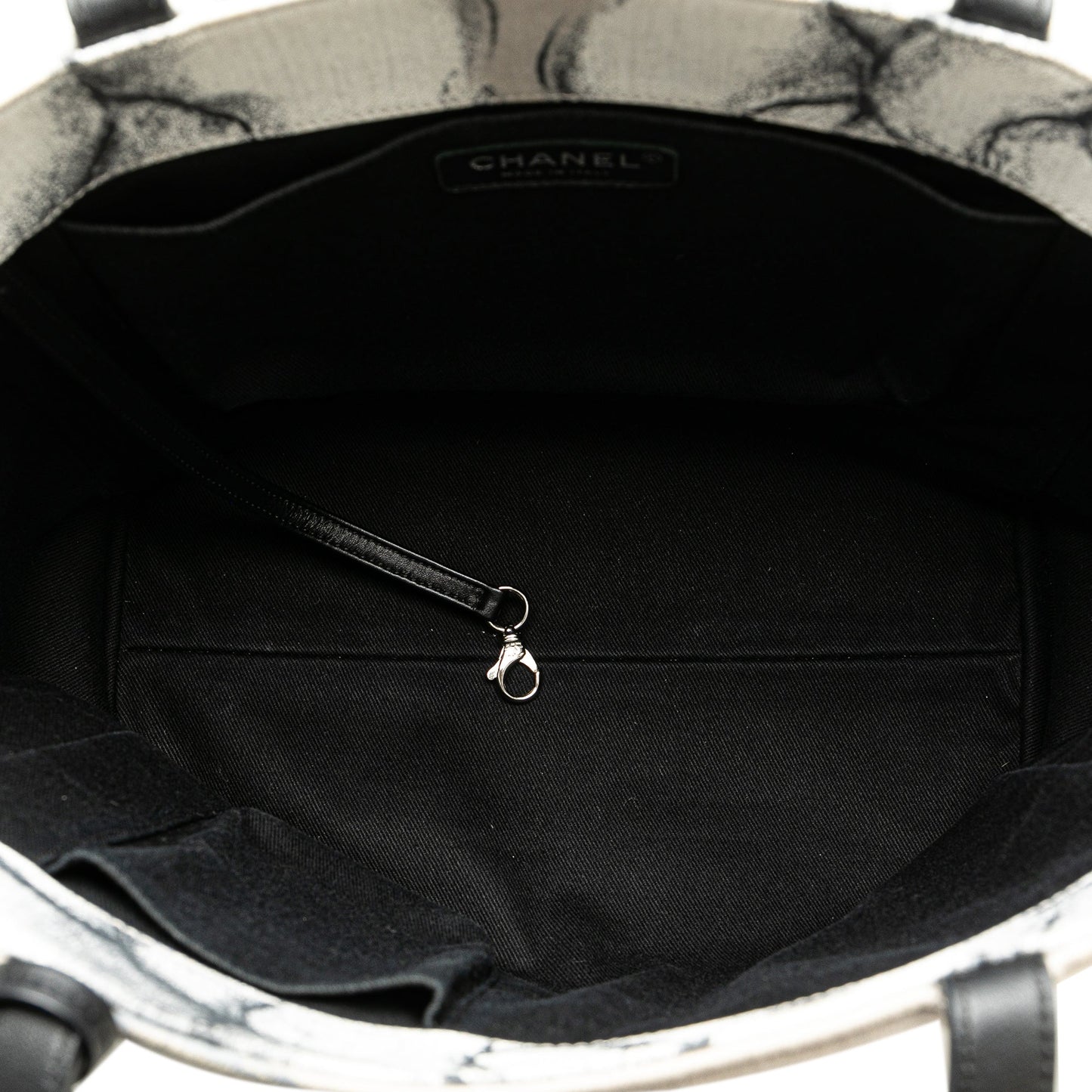 Gray Chanel Camellia Printed Canvas Shopper Tote