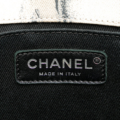 Gray Chanel Camellia Printed Canvas Shopper Tote