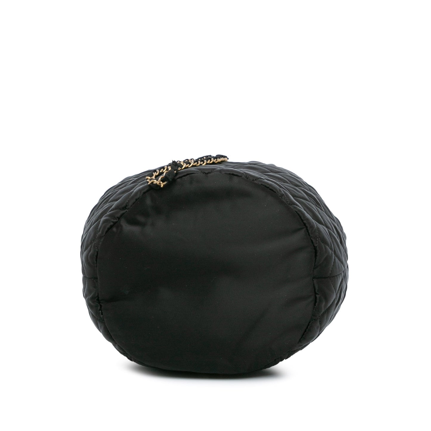 Black Chanel Quilted Nylon Crystal CC Drawstring Sling Bag