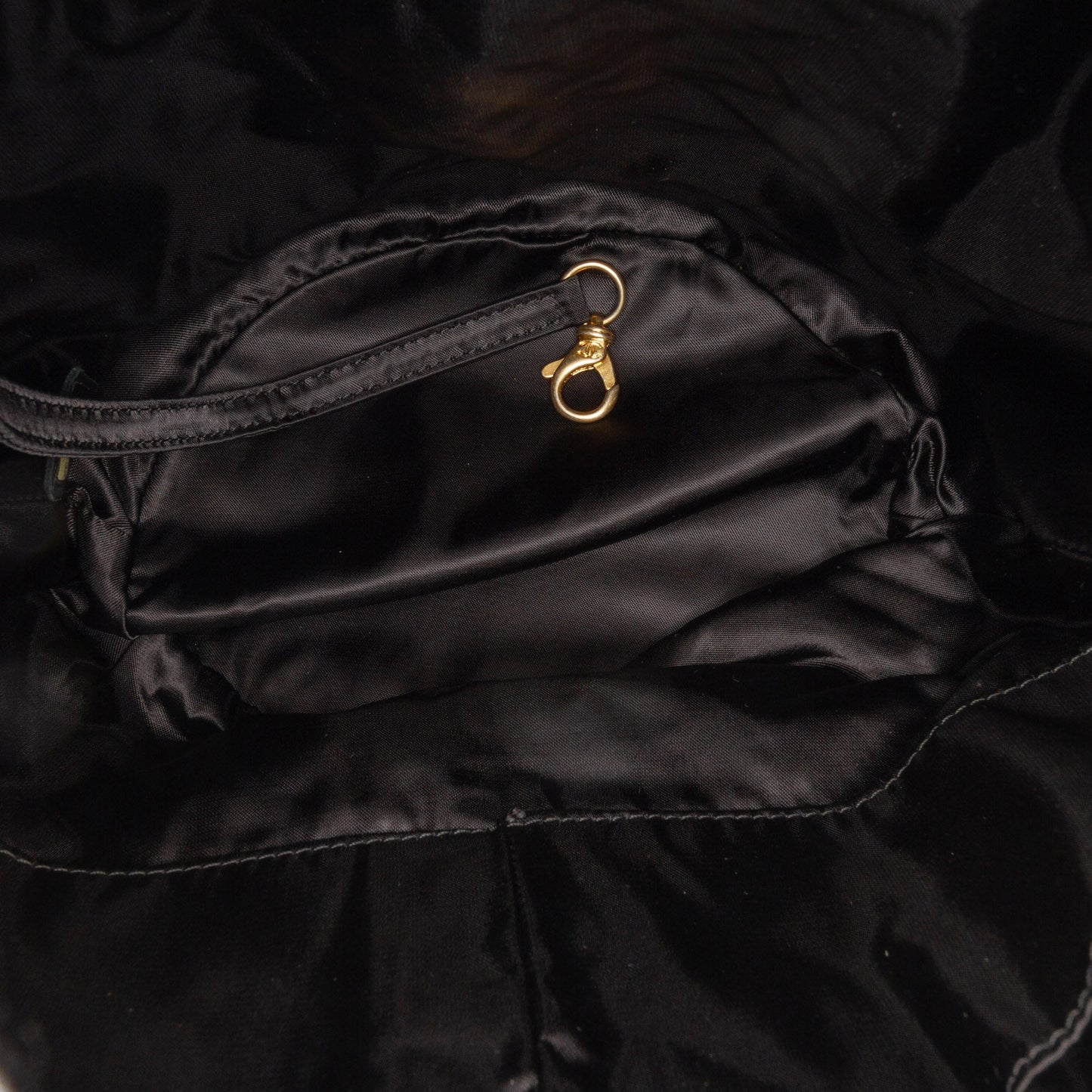Black Chanel Quilted Nylon Crystal CC Drawstring Sling Bag