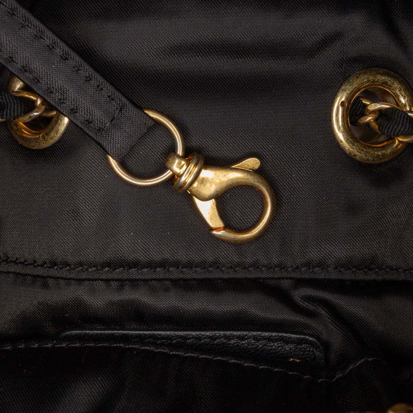 Black Chanel Quilted Nylon Crystal CC Drawstring Sling Bag