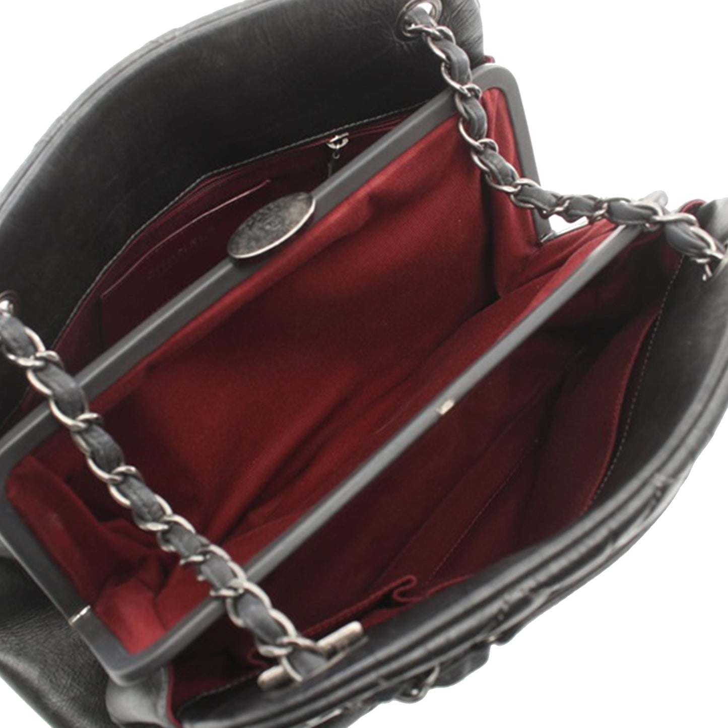 Gray Chanel Large Aged Calfskin Just Mademoiselle Bowling Bag