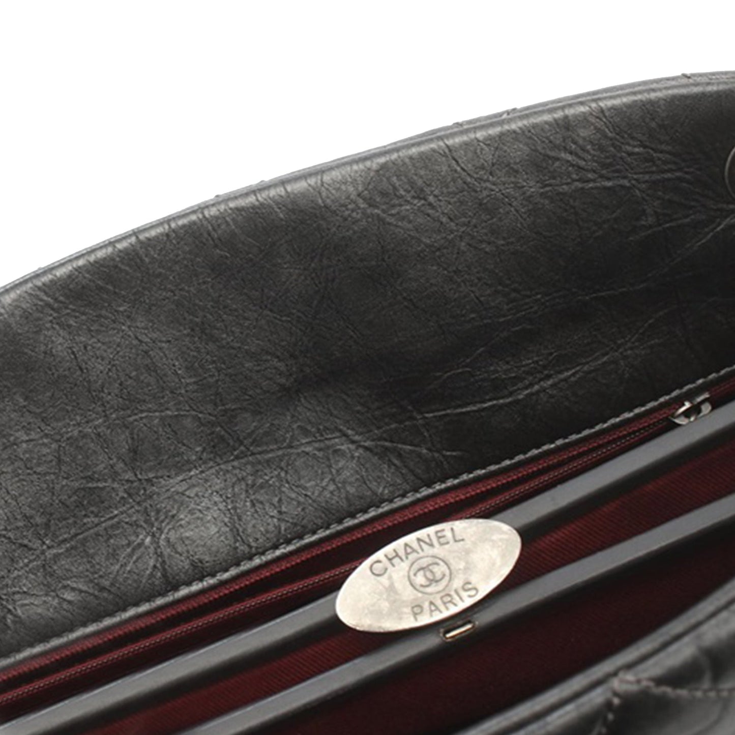 Gray Chanel Large Aged Calfskin Just Mademoiselle Bowling Bag