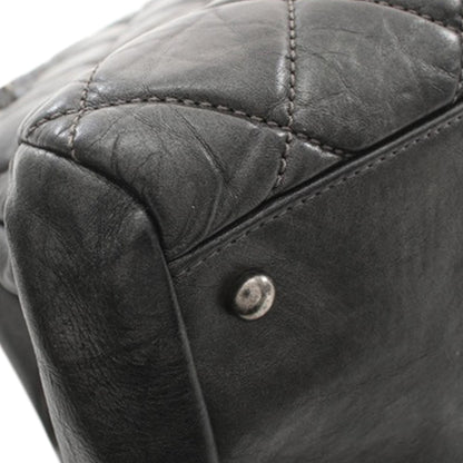 Gray Chanel Large Aged Calfskin Just Mademoiselle Bowling Bag