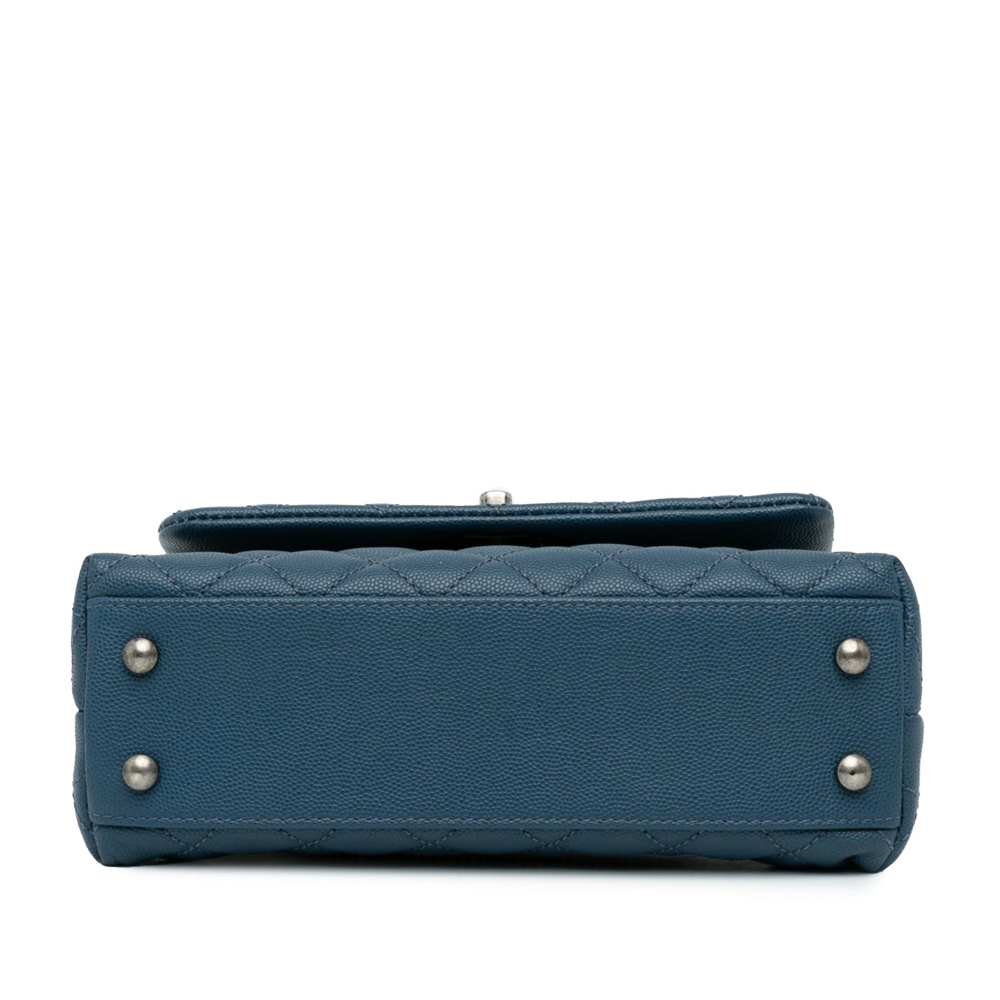 Blue Chanel Mini Quilted Caviar Coco Top Handle Bag Satchel