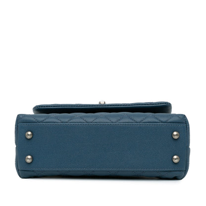 Blue Chanel Mini Quilted Caviar Coco Top Handle Bag Satchel