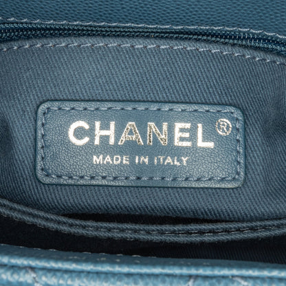 Blue Chanel Mini Quilted Caviar Coco Top Handle Bag Satchel