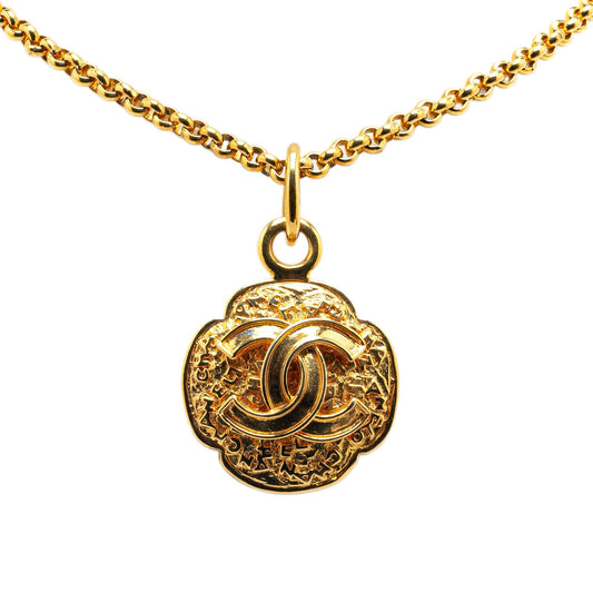 Gold Chanel Gold Plated CC Medallion Pendant Necklace