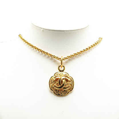 Gold Chanel Gold Plated CC Medallion Pendant Necklace