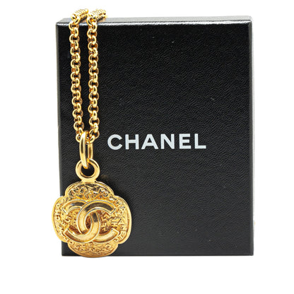 Gold Chanel Gold Plated CC Medallion Pendant Necklace