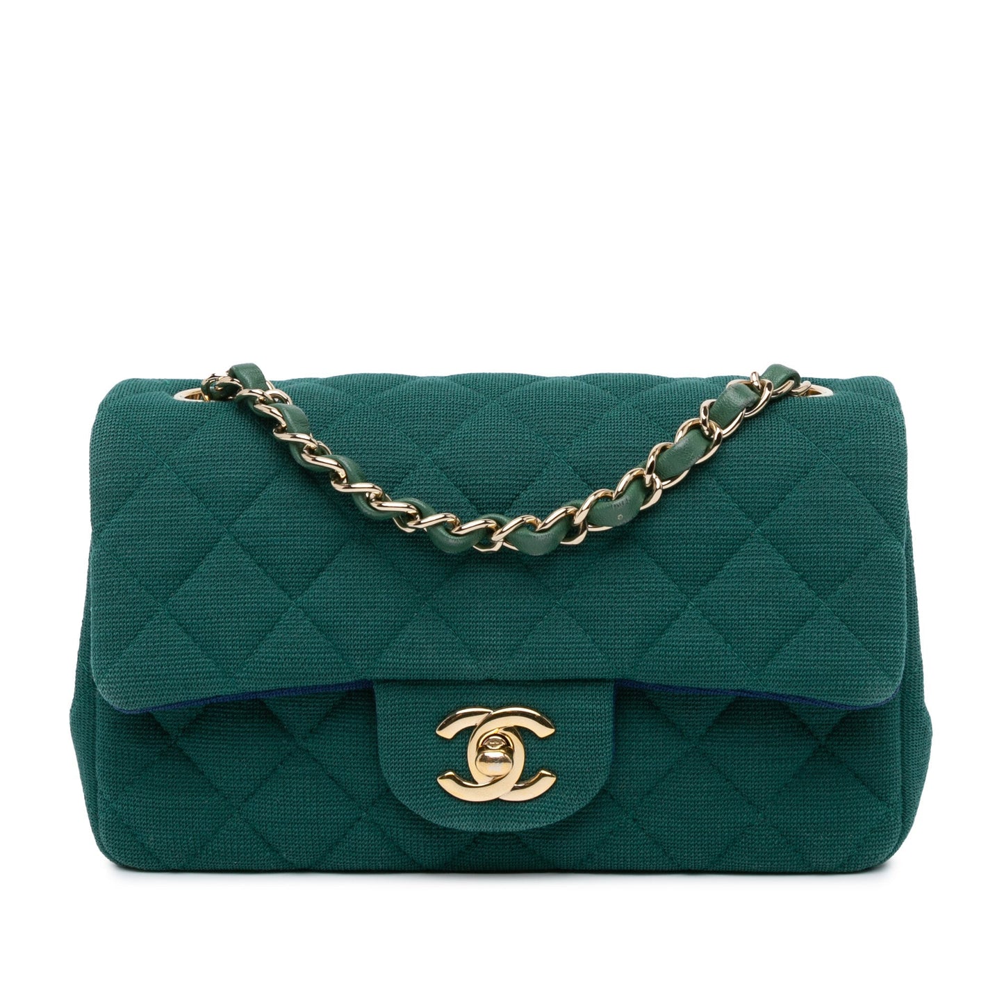 Green Chanel Mini Rectangular Classic Jersey Single Flap Crossbody Bag