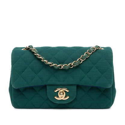 Green Chanel Mini Rectangular Classic Jersey Single Flap Crossbody Bag