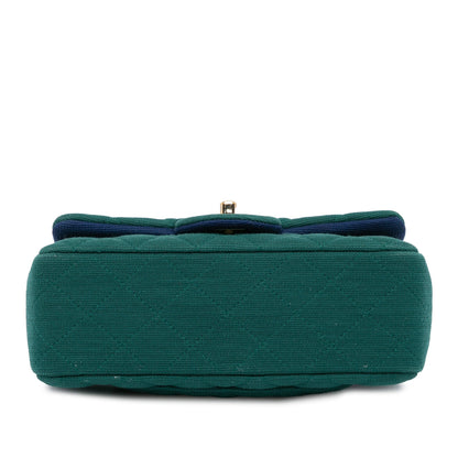 Green Chanel Mini Rectangular Classic Jersey Single Flap Crossbody Bag