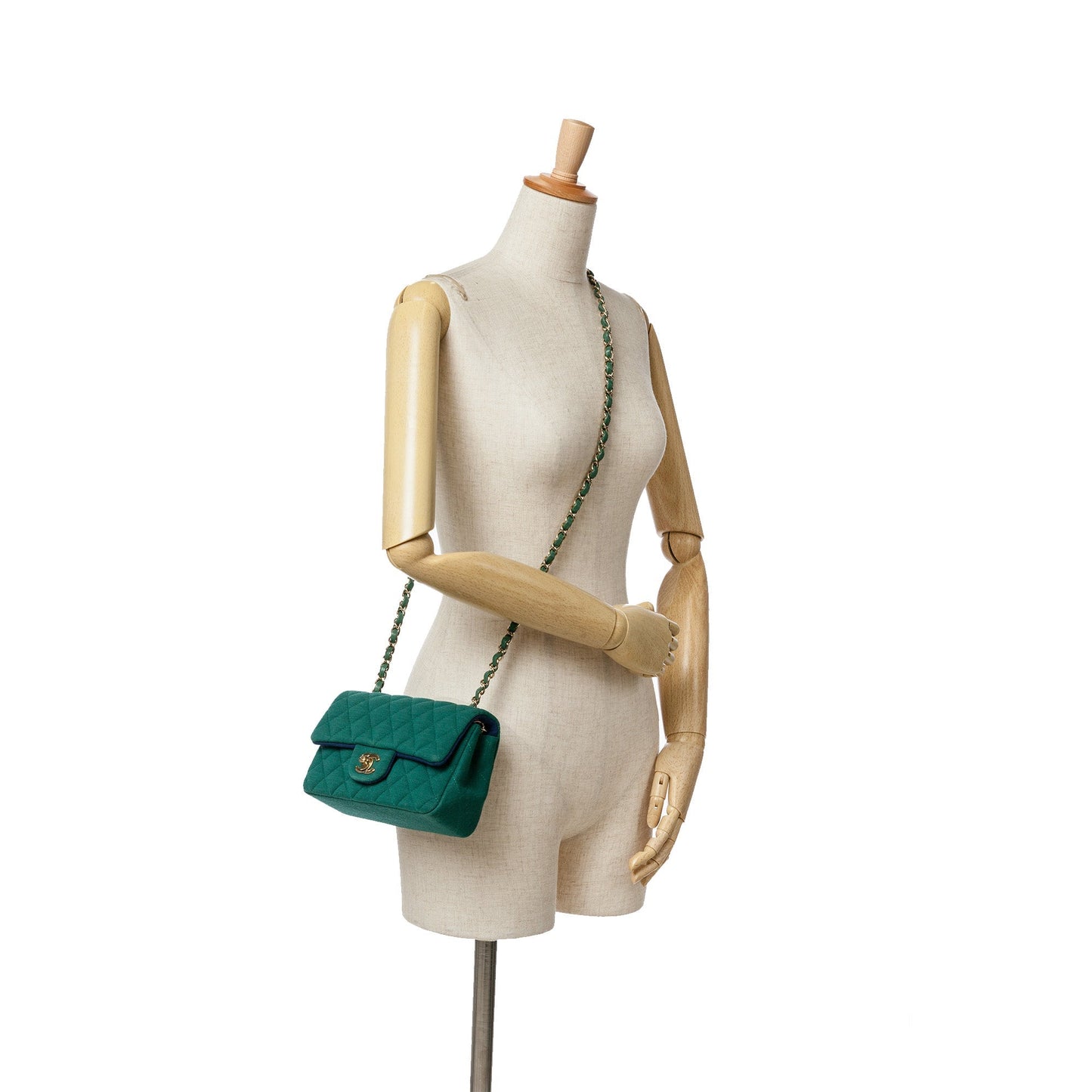Green Chanel Mini Rectangular Classic Jersey Single Flap Crossbody Bag