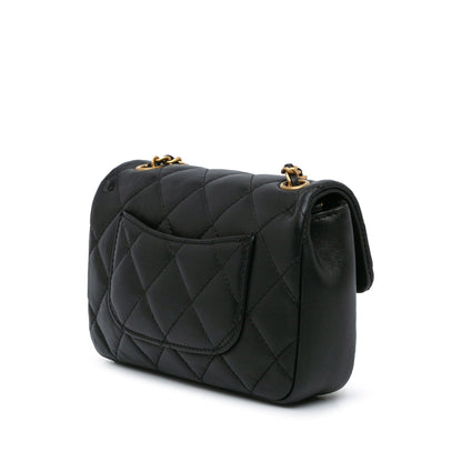Black Chanel Mini Rectangular Quilted Lambskin Heart Charms Flap Crossbody Bag