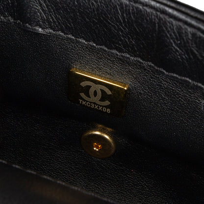 Black Chanel Mini Rectangular Quilted Lambskin Heart Charms Flap Crossbody Bag