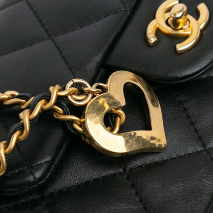 Black Chanel Mini Rectangular Quilted Lambskin Heart Charms Flap Crossbody Bag