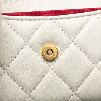 Chanel Sac Quilted Lambskin Coco Love Card Holder On Chain