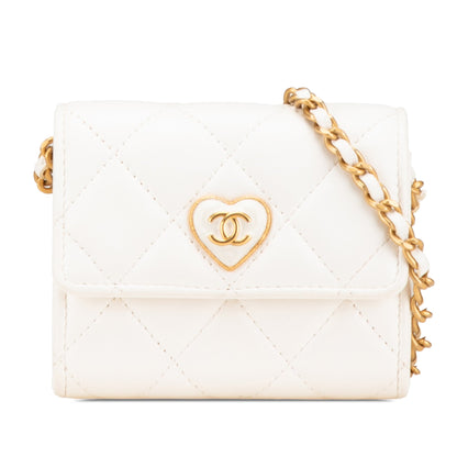 Chanel Sac Quilted Lambskin Coco Love Card Holder On Chain