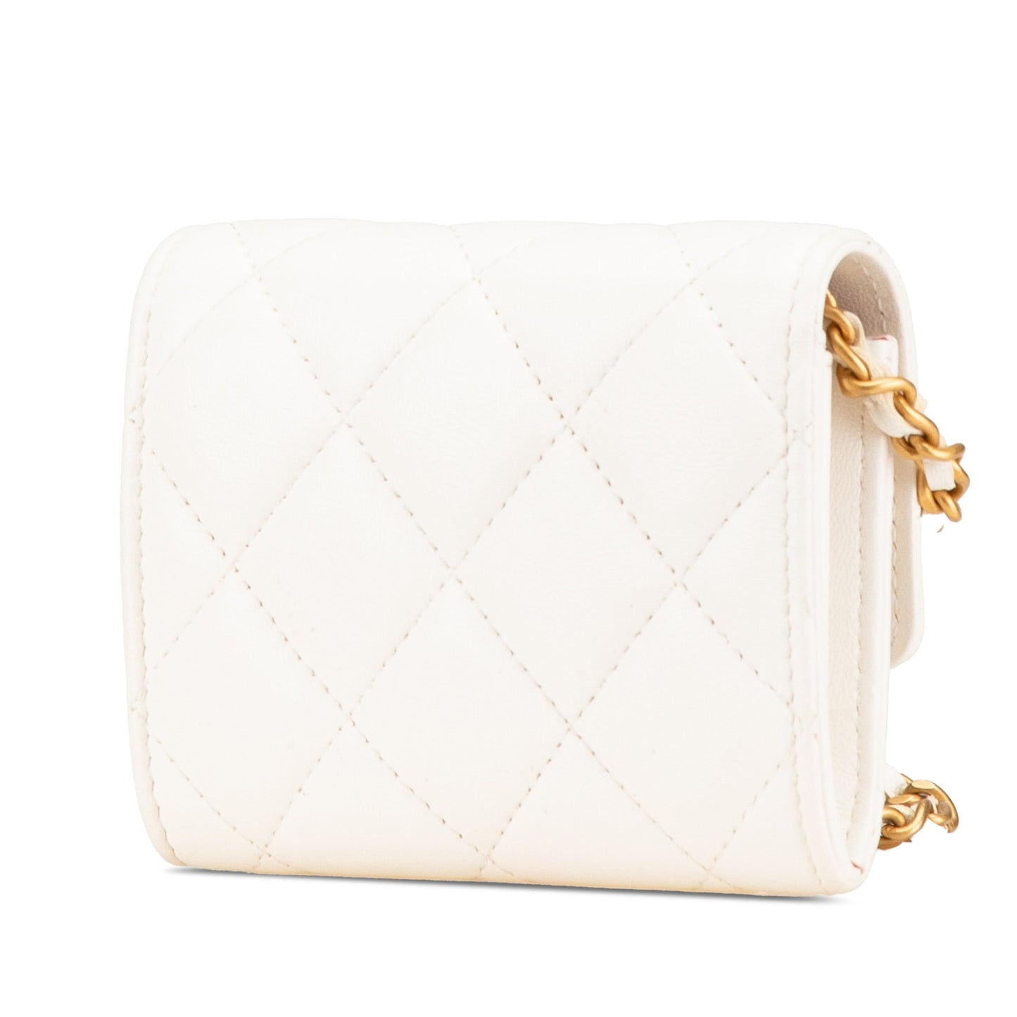 Chanel Sac Quilted Lambskin Coco Love Card Holder On Chain