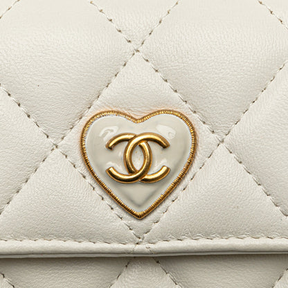 Chanel Sac Quilted Lambskin Coco Love Card Holder On Chain