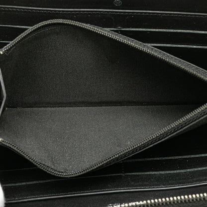 Black Chanel Quilted Patent Brilliant Zip Around Wallet