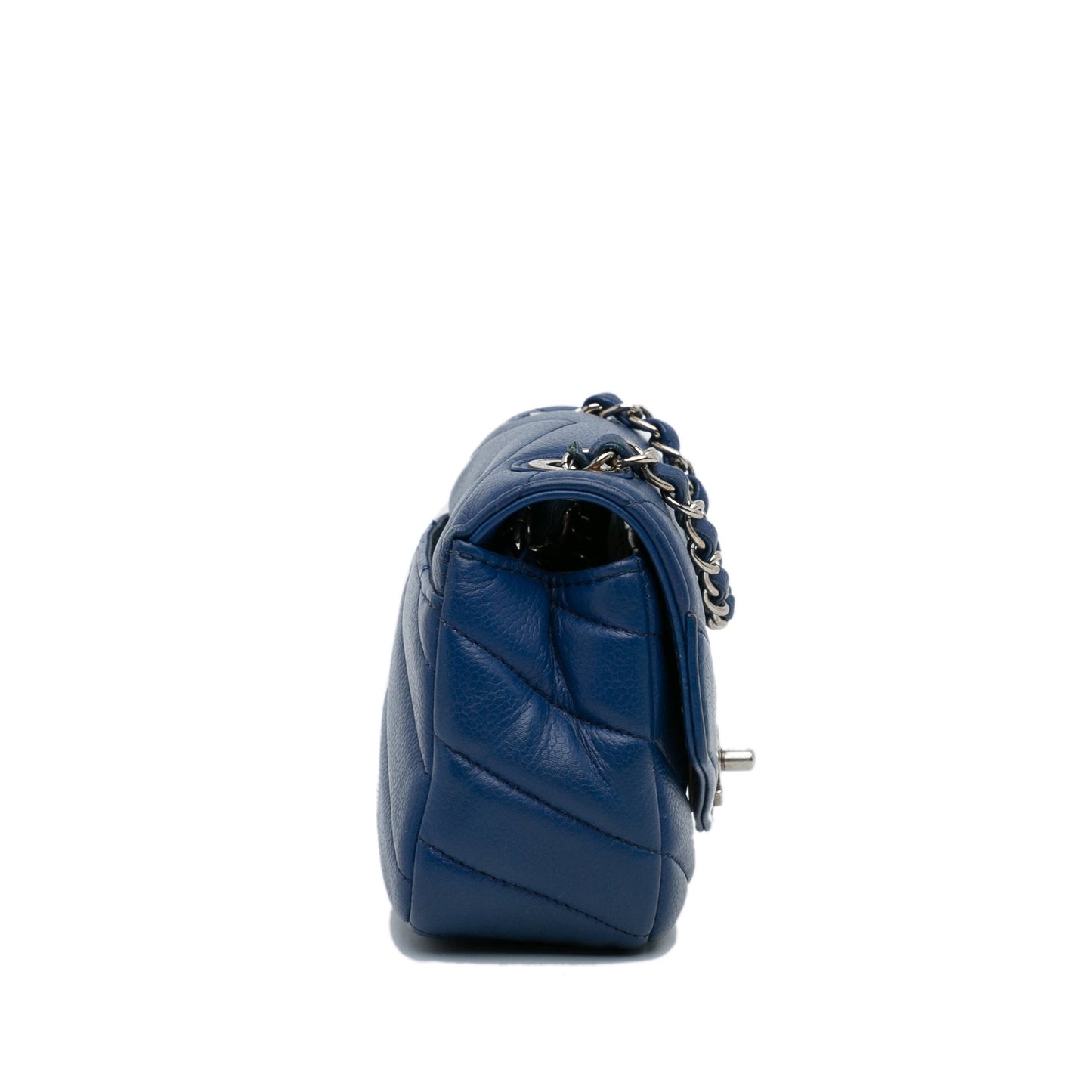 Blue Chanel Mini Caviar Chevron Data Center Envelope Flap Bag