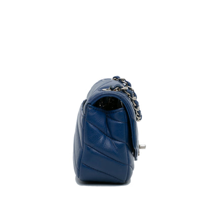 Blue Chanel Mini Caviar Chevron Data Center Envelope Flap Bag