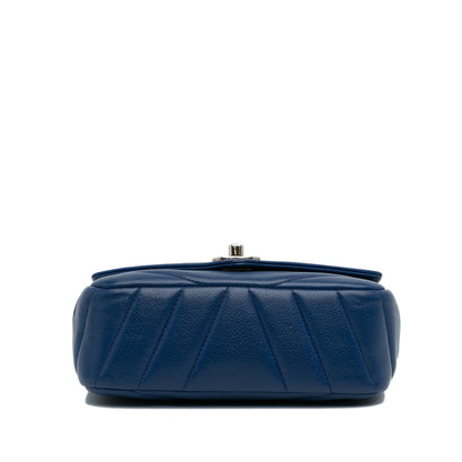 Blue Chanel Mini Caviar Chevron Data Center Envelope Flap Bag