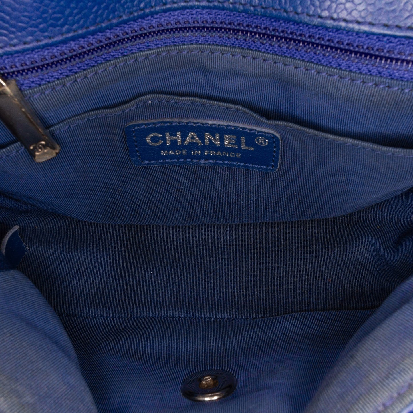 Blue Chanel Mini Caviar Chevron Data Center Envelope Flap Bag