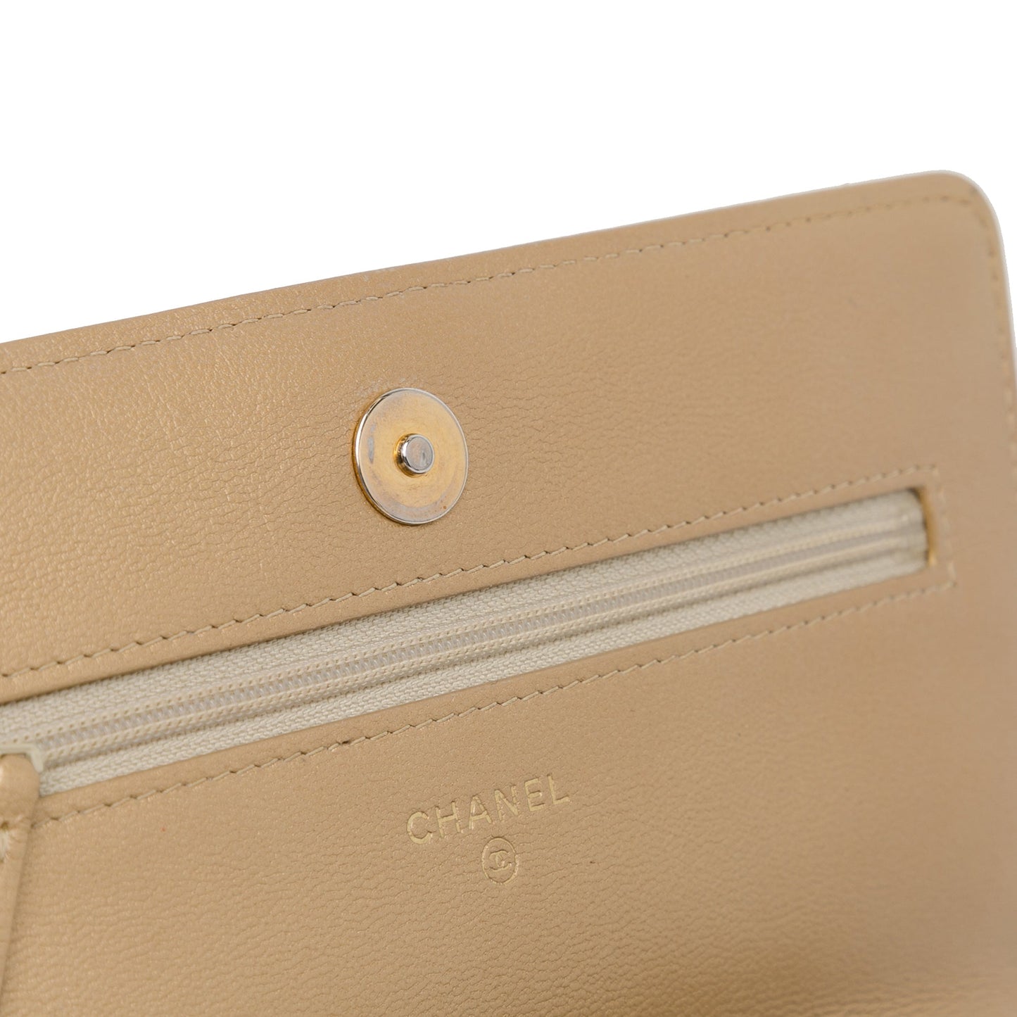 Gold Chanel Quilted Lambskin 19 Wallet on Chain Crossbody Bag