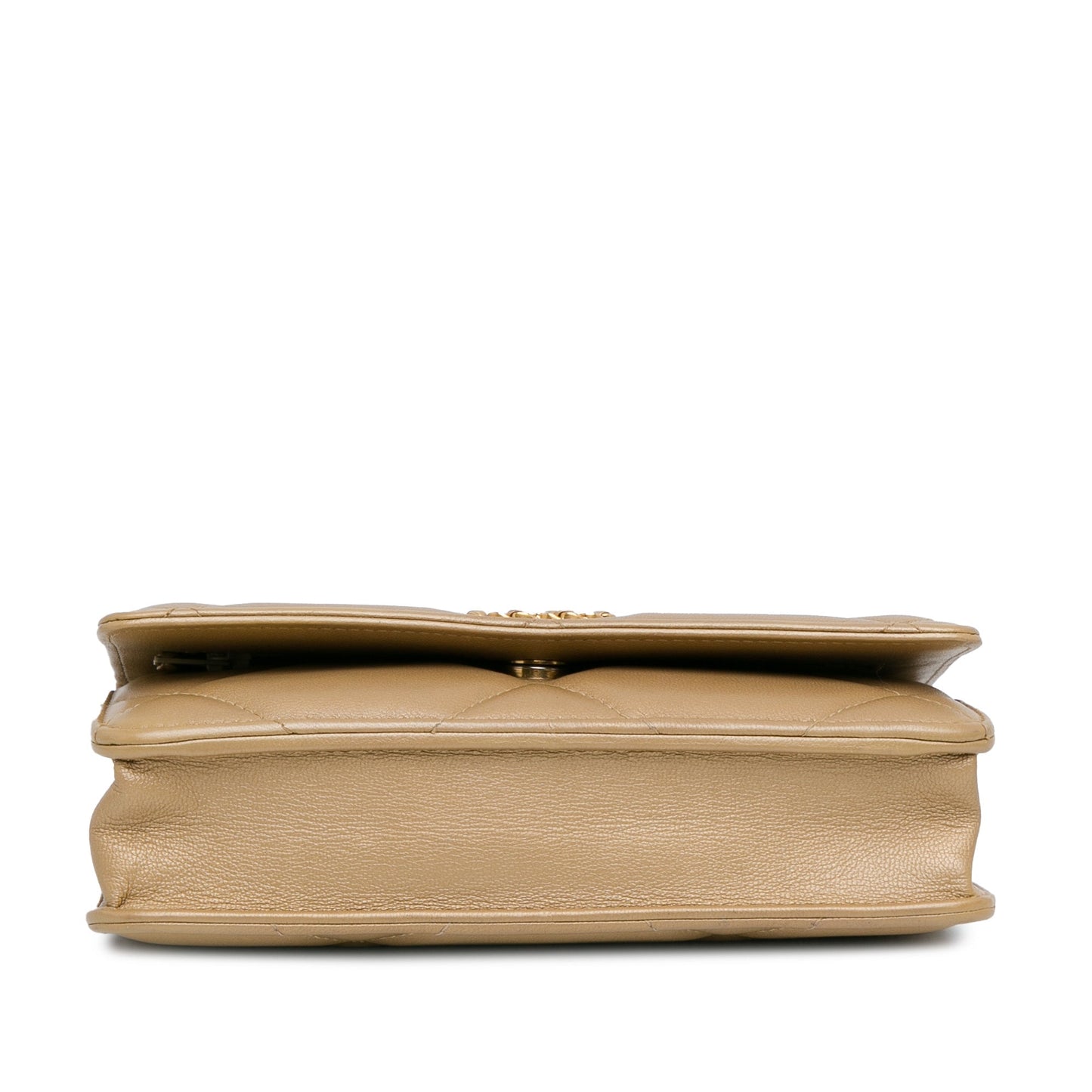 Gold Chanel Quilted Lambskin 19 Wallet on Chain Crossbody Bag