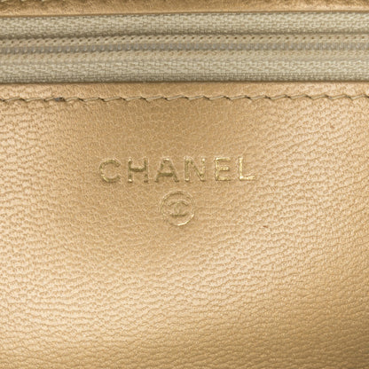 Gold Chanel Quilted Lambskin 19 Wallet on Chain Crossbody Bag