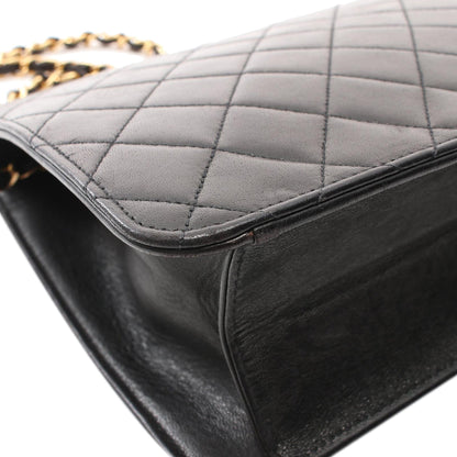 Black Chanel CC Quilted Lambskin Single Flap Crossbody Bag