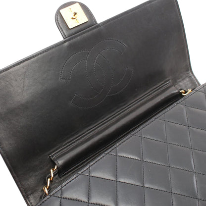 Black Chanel CC Quilted Lambskin Single Flap Crossbody Bag