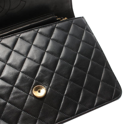 Black Chanel CC Quilted Lambskin Single Flap Crossbody Bag