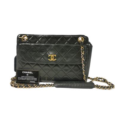 Chanel Shoulder Bag Black Lambskin Gold